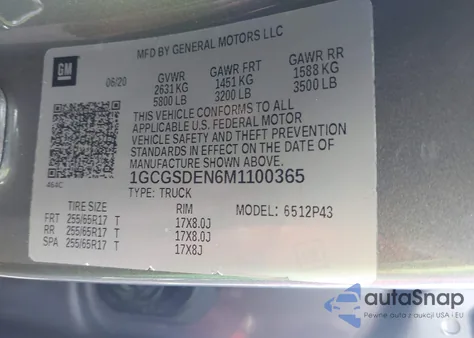 2021 Chevrolet Colorado 2Wd Short Box Z71 z USA, uszkodzony, nr VIN 1GCGSDEN6M1100365